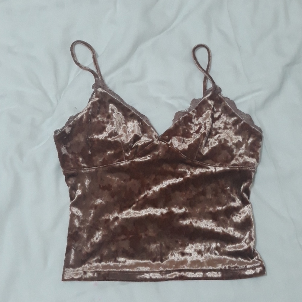 Rose gold velvet crop top